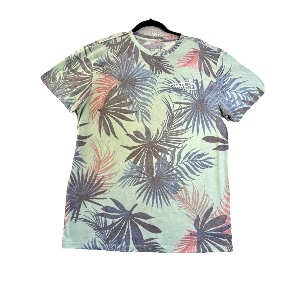 Reel life Gear‎ Short Sleeve Floral T-Shirt Size L Jade / Green NWT By